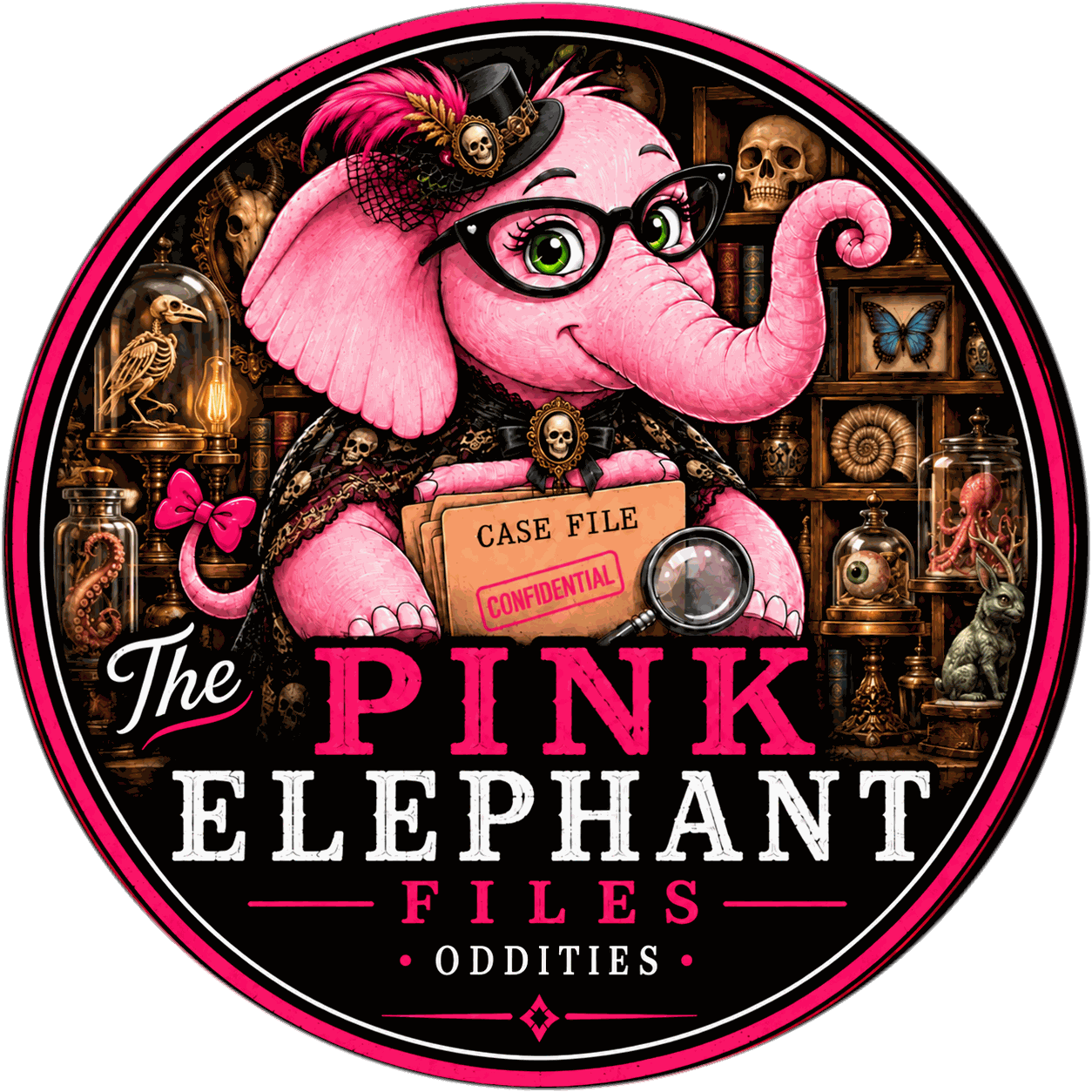 Oddities badge for The Pink Elephant Files